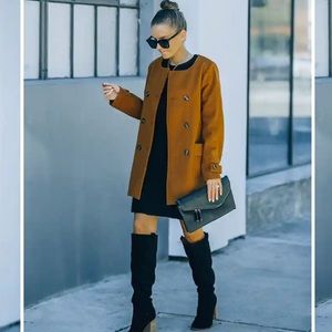 Vici Pocketed Peacoat- Dark Camel